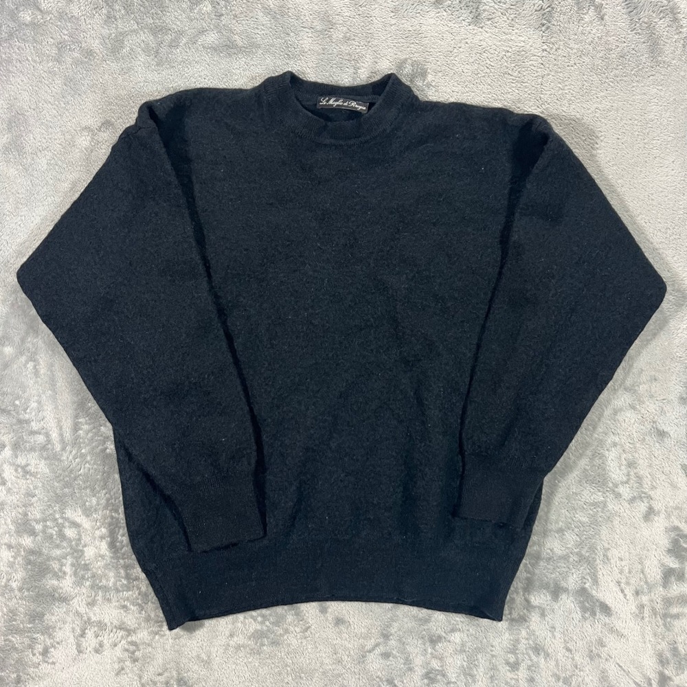 LE MAGLIE DI PERUGIA Sweater Womens M Black Merino Wool Cashmere Italy
